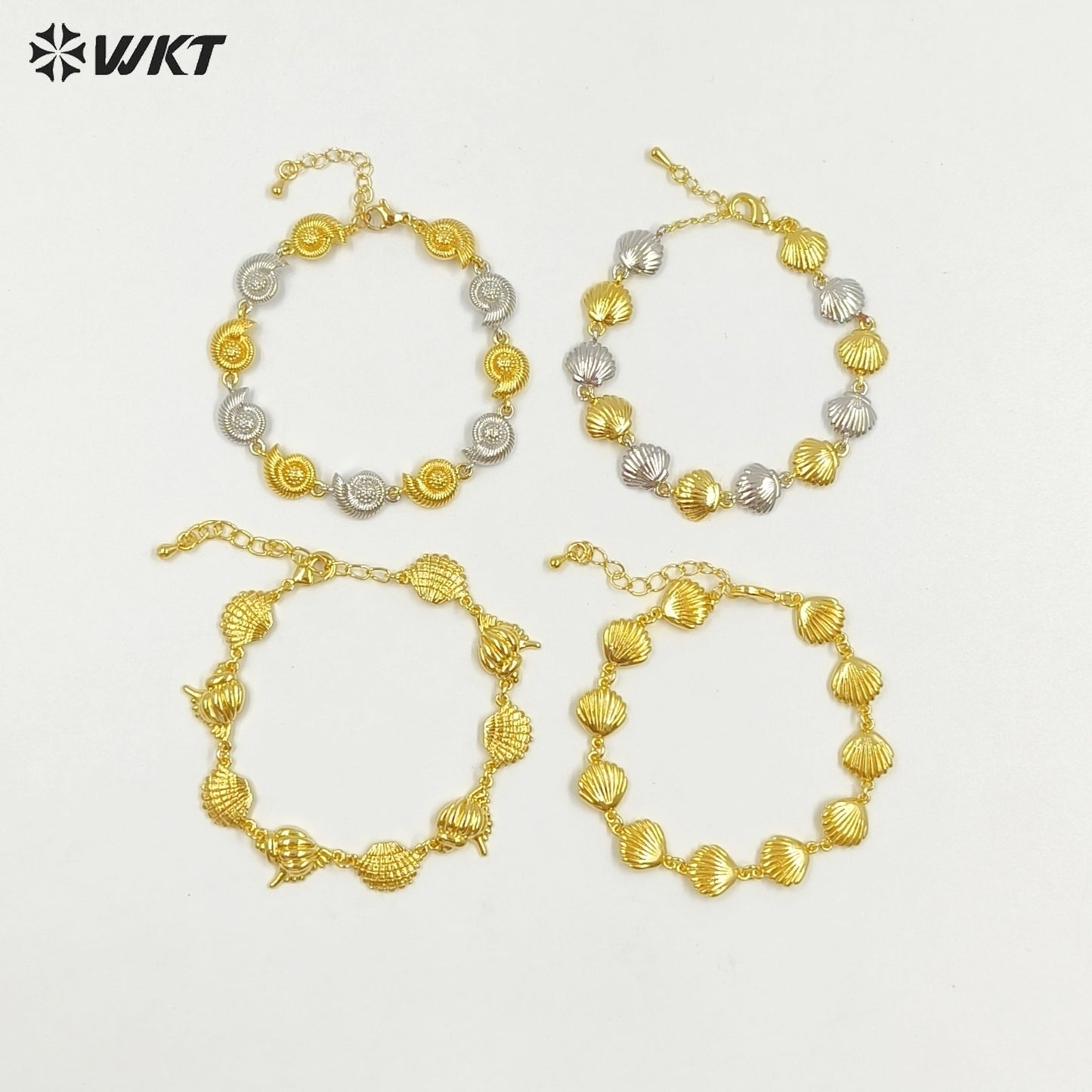 WT-JF368 Wholesale New Cute 18K Gold Plated Shell Shape Metal Bracelets For Women Party Jewelry Accessories Resist Tarnishable
