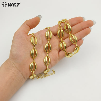 WT-JF370 Wholesale Popular 18K Gold Plated Yellow Brass Shell Shape Metal Women Bracelets For Wedding Jewelry Accessories