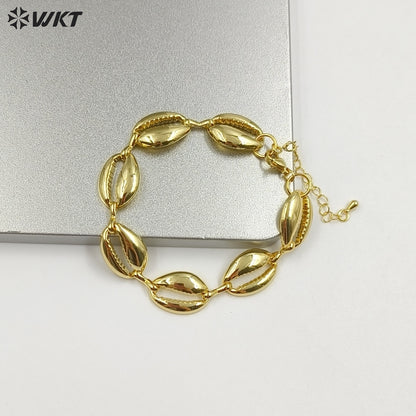 WT-JF370 Wholesale Popular 18K Gold Plated Yellow Brass Shell Shape Metal Women Bracelets For Wedding Jewelry Accessories