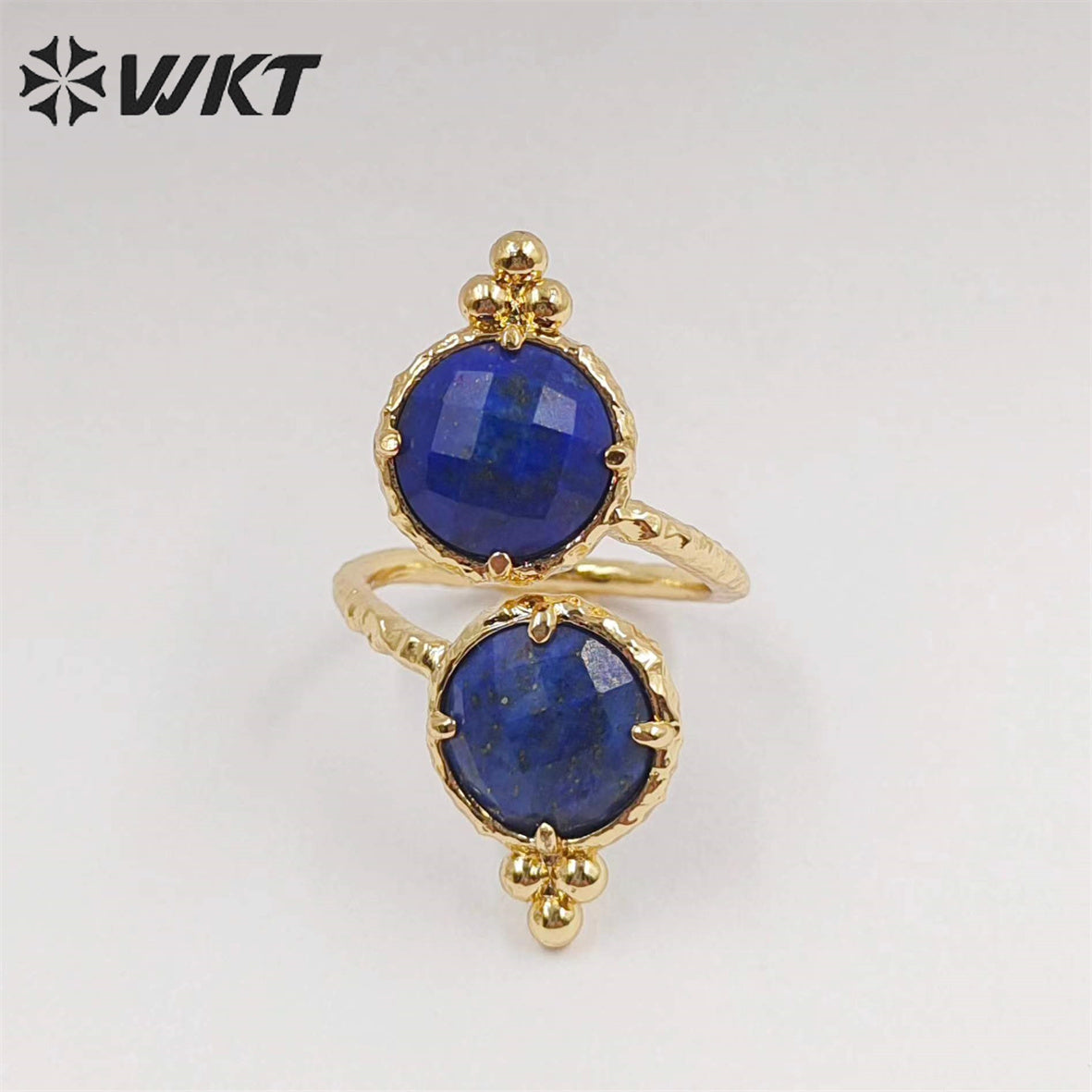 WT-R465 Newest Fashion Double Stone Cocktail Party Ring 18k Real Gold Plated Round Stone Anneversary Women Ring Hot INS Stone