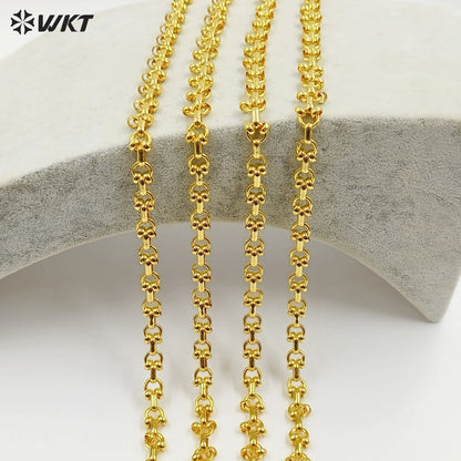 WT-BC257 Good Quality 18k Gold Plated Round Shape with Double Little Circles Metal Yellow Brass Link Chain for Jewelry Making