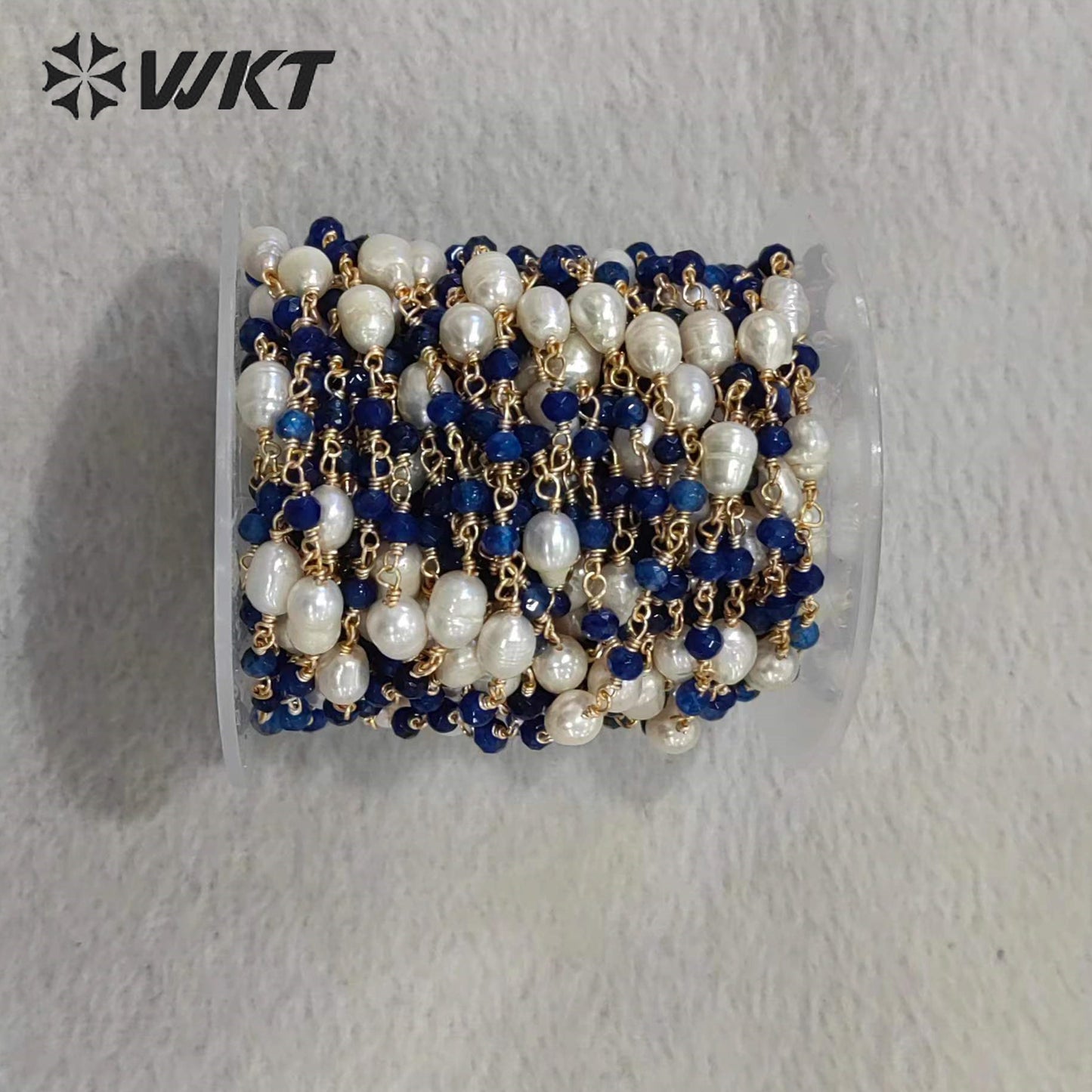 WT-RBC225 Wholesale New Arrival Exquisite Brass Chain Gold Plated Stone & Pearl Shell Shape Sell by Meter Handmade Metal Chain