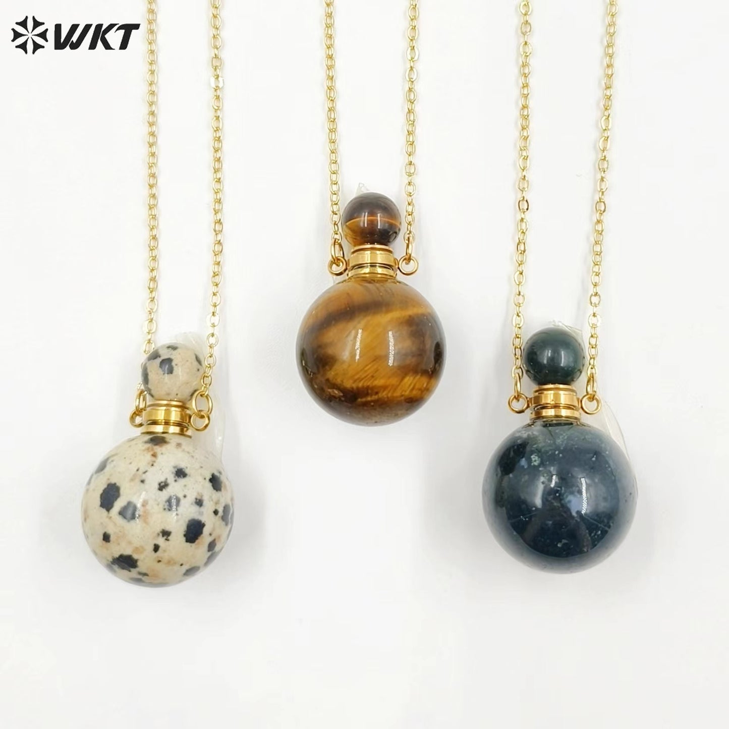 WT-N1442 WKT Best 2023 Newest Natural Aura Cluster Quartz Women Simple Hoop Aura Perfume Bottle Necklace