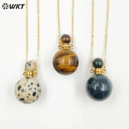 WT-N1442 WKT Best 2023 Newest Natural Aura Cluster Quartz Women Simple Hoop Aura Perfume Bottle Necklace