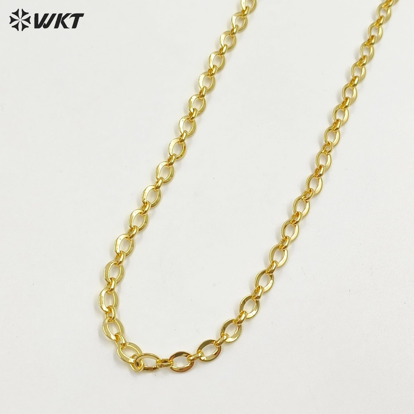 WT-BC254 Wholesale 18K Gold Electroplated Metal Yellow Brass Chain Accessories Big Long Oval Shape For Jewelry DIY Making