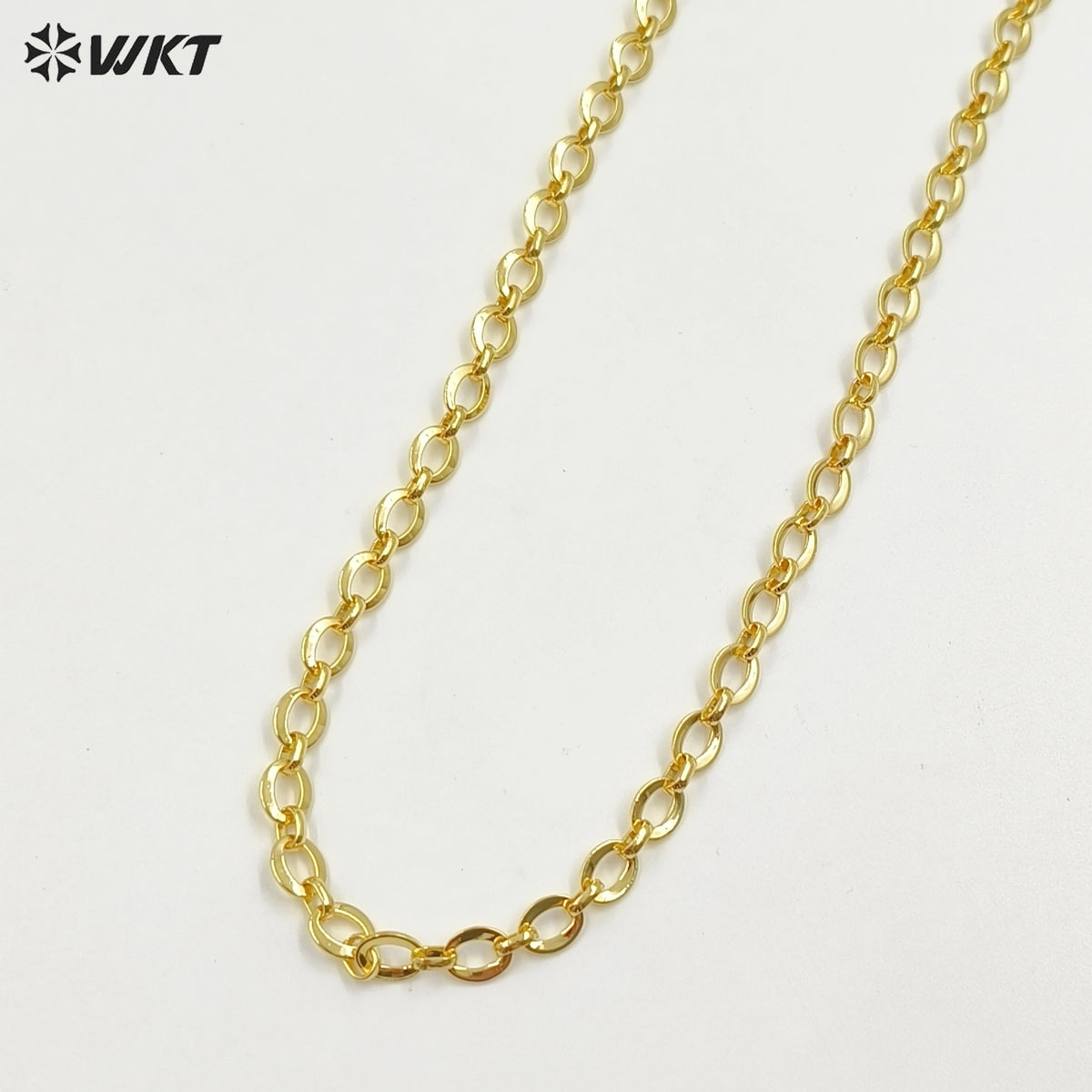 WT-BC254 Wholesale 18K Gold Electroplated Metal Yellow Brass Chain Accessories Big Long Oval Shape For Jewelry DIY Making