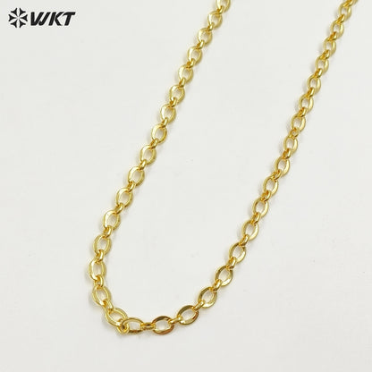 WT-BC254 Wholesale 18K Gold Electroplated Metal Yellow Brass Chain Accessories Big Long Oval Shape For Jewelry DIY Making