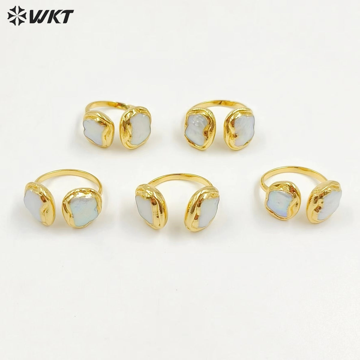 WT-MPR029 Stylish and Charming Simple Ring Natural Pearl Adjustable Rings Wire Wrap Shape for Women Gifts Pearl Ring