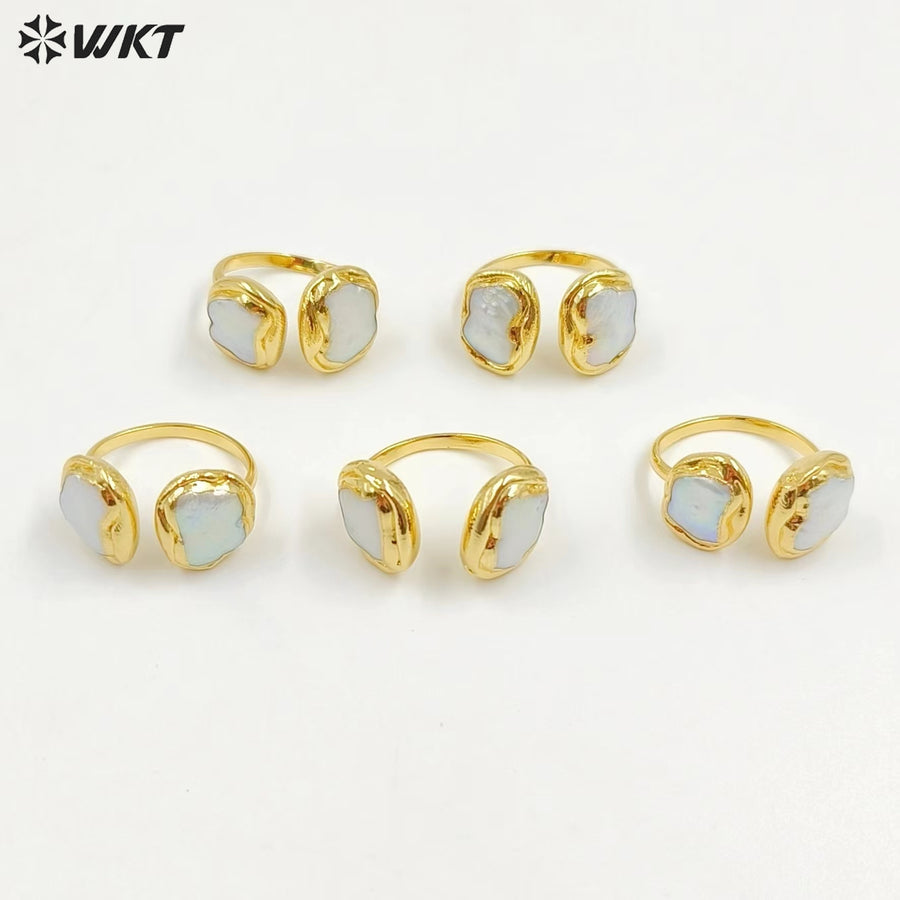 WT-MPR029 Stylish and Charming Simple Ring Natural Pearl Adjustable Rings Wire Wrap Shape for Women Gifts Pearl Ring