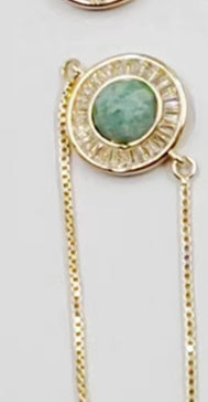 WT-B624 WKT Elegant Charming Round Micropaved Cubic Zircon Gold Bezel Stone Bracelet Adjustable Gold Double Connector Bracelet