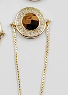 WT-B624 WKT Elegant Charming Round Micropaved Cubic Zircon Gold Bezel Stone Bracelet Adjustable Gold Double Connector Bracelet