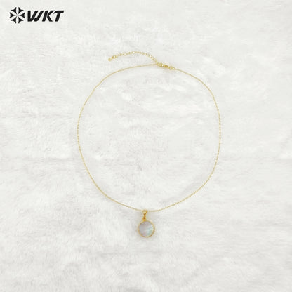 WT-N826 Amazing Natural Round Pearl Jewelry Necklace, Wholesale 12mm Gold Plated Black Pearl Jewelry Necklace for Gift