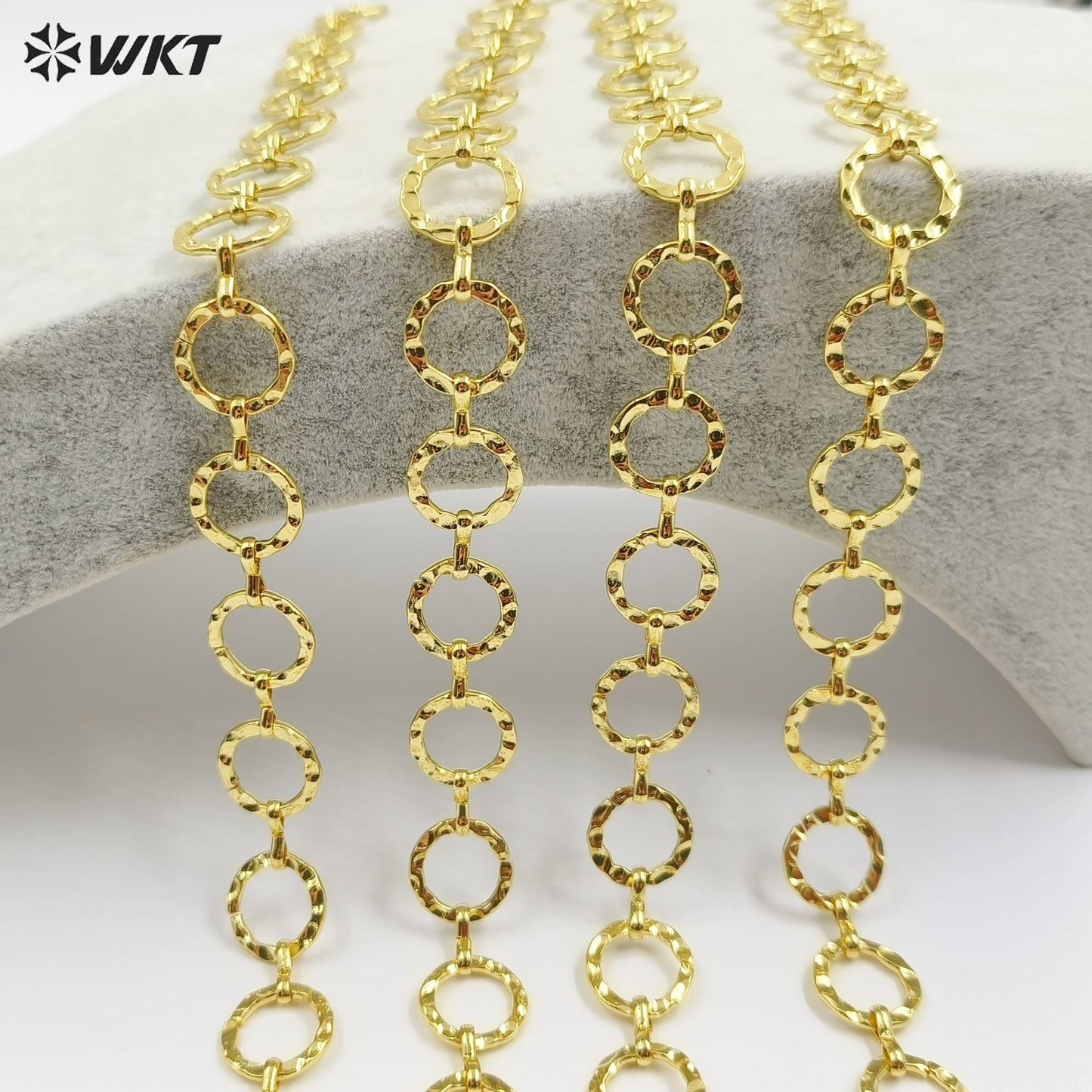 WT-BC262 High Quality Gold Plated Yellow Brass Chain Big Round Circle Simple Classical Style For Ladies Bracelet Design