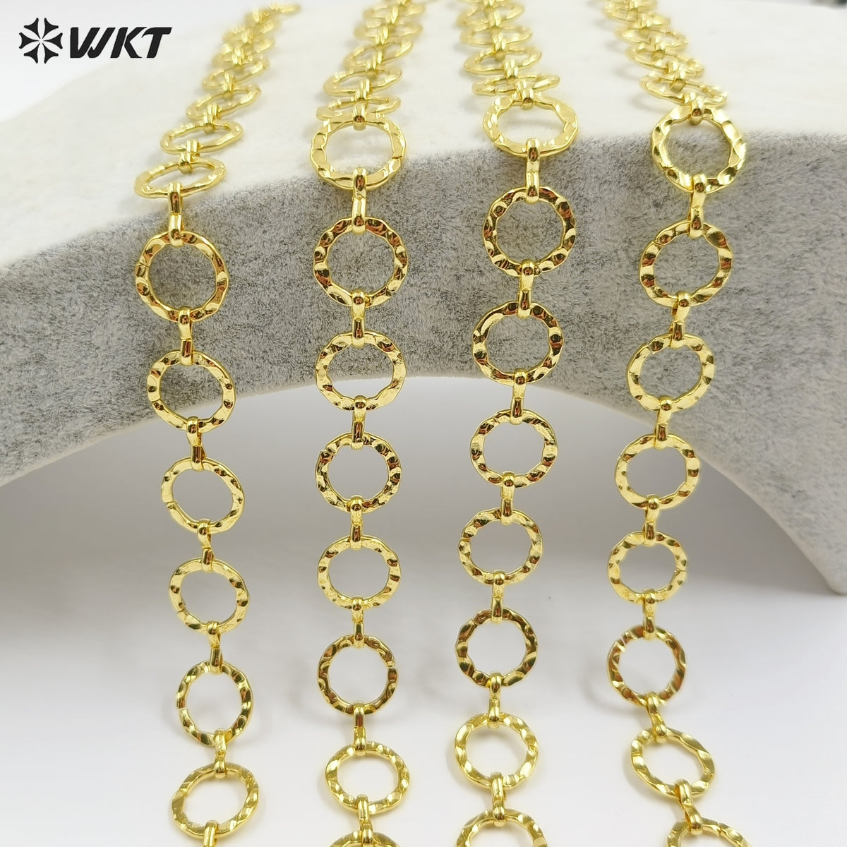 WT-BC262 High Quality Gold Plated Yellow Brass Chain Big Round Circle Simple Classical Style For Ladies Bracelet Design