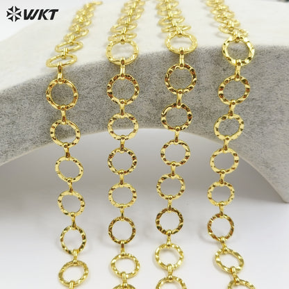 WT-BC262 High Quality Gold Plated Yellow Brass Chain Big Round Circle Simple Classical Style For Ladies Bracelet Design