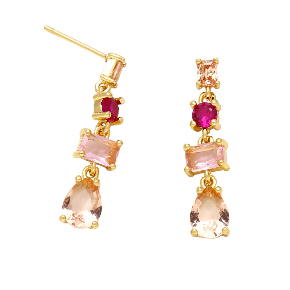 WT-ME093 Wholesale Newest Fashion square Light Luxury Gemstone With clear Cubic Zircon Around Setting Micro Pave Earrings Studs