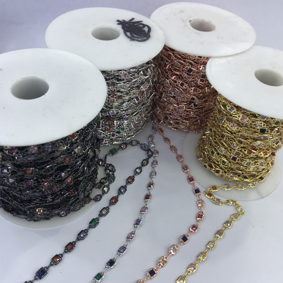 WT-BC130 Wholesale Cubic Zircon Chain Real Gold Plated Chain Resist Tarniahable Fashion Jewelry Making Cubic Zircon Chain