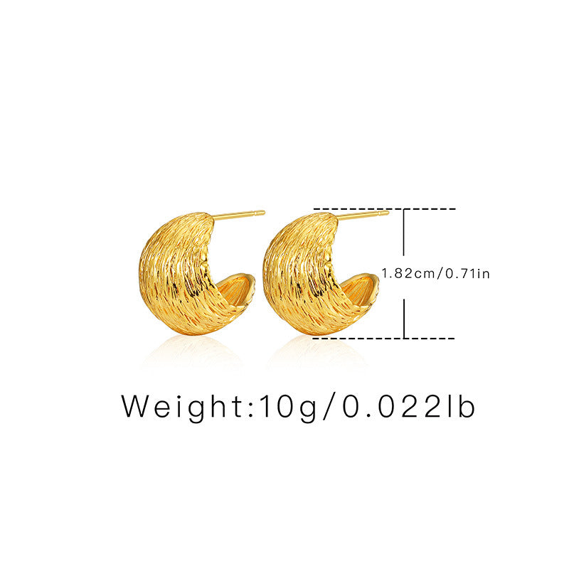 WT-JFE93 Retro Style 18k Gold Plated Fold Copper Plating Fried Dough Twists Weaving Hoops Fashion Studs Earring Findings