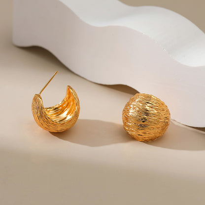 WT-JFE93 Retro Style 18k Gold Plated Fold Copper Plating Fried Dough Twists Weaving Hoops Fashion Studs Earring Findings