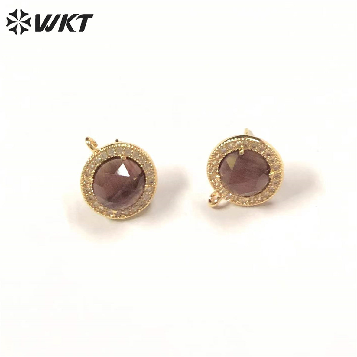 ME083 Cute Colorful Natural Gemstone Cat Eye Earrings Cubic Zircon Earrings Elegant Women Natural Gemstone Ring