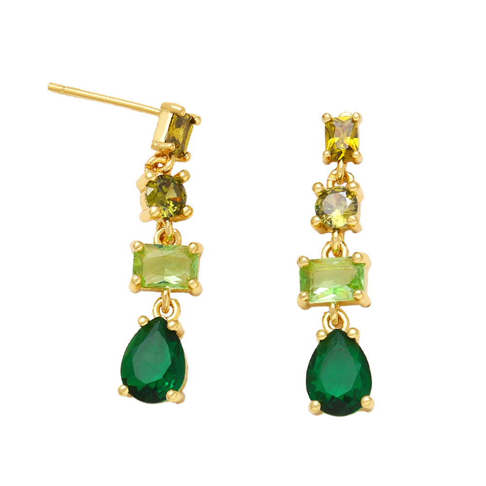 WT-ME093 Wholesale Newest Fashion square Light Luxury Gemstone With clear Cubic Zircon Around Setting Micro Pave Earrings Studs