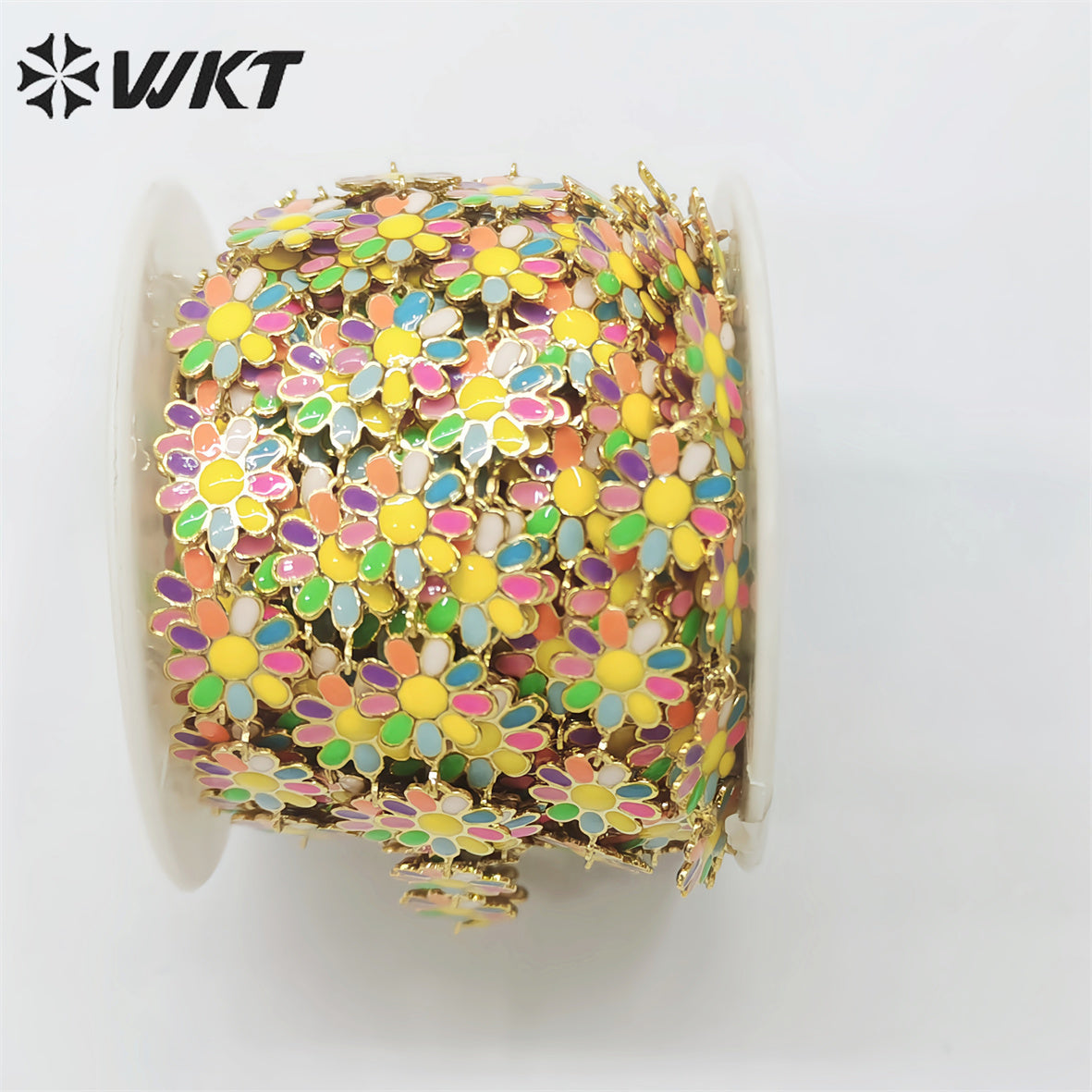 WT-RBC215 Newest Fashion Colorful Enamel Flower Chain Unique Global Chrysanthemum Chain for Women Jewelry Diy Design Chain