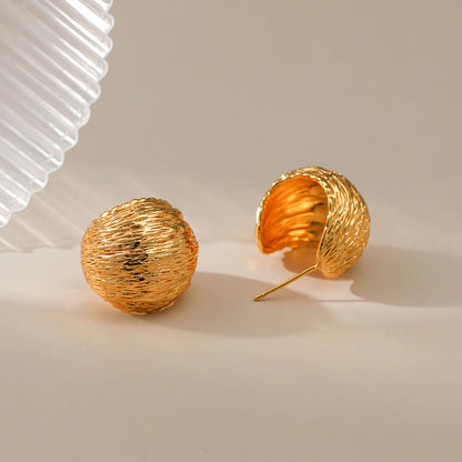 WT-JFE93 Retro Style 18k Gold Plated Fold Copper Plating Fried Dough Twists Weaving Hoops Fashion Studs Earring Findings