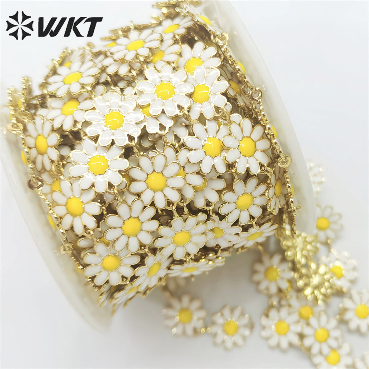 WT-RBC215 Newest Fashion Colorful Enamel Flower Chain Unique Global Chrysanthemum Chain for Women Jewelry Diy Design Chain