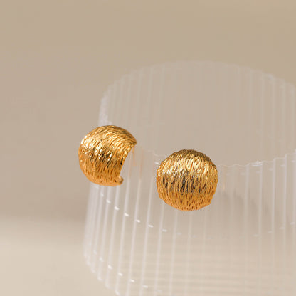 WT-JFE93 Retro Style 18k Gold Plated Fold Copper Plating Fried Dough Twists Weaving Hoops Fashion Studs Earring Findings