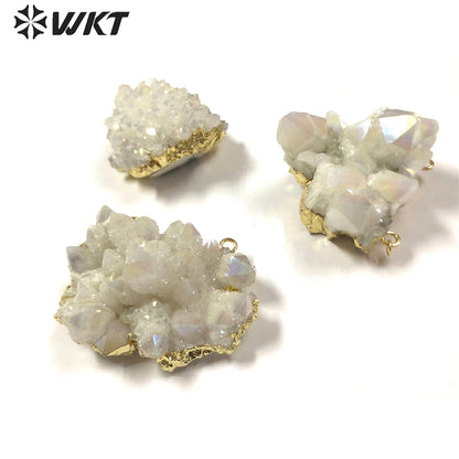 WT-P623 Fashion Amazing Angel Aura Pendant Cluster Crystal Quartz Aura Angel Quartz Pendant Natural Randomly Shape Stone Pendant