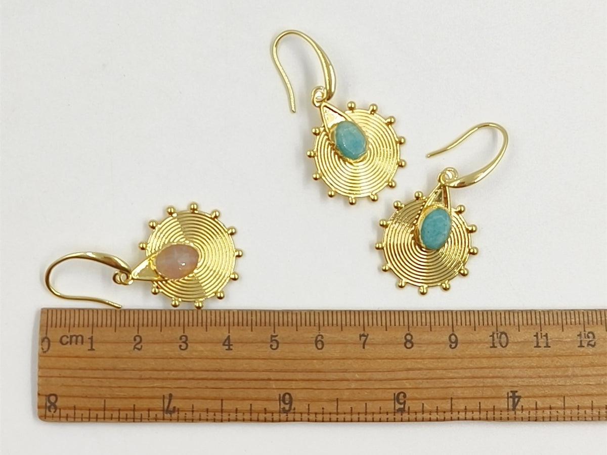 WT-E832 Amazing 18K Gold Plated Natural Gemstone Sun Shape Earrings For Women Popular Fashionable Decorative Accessories