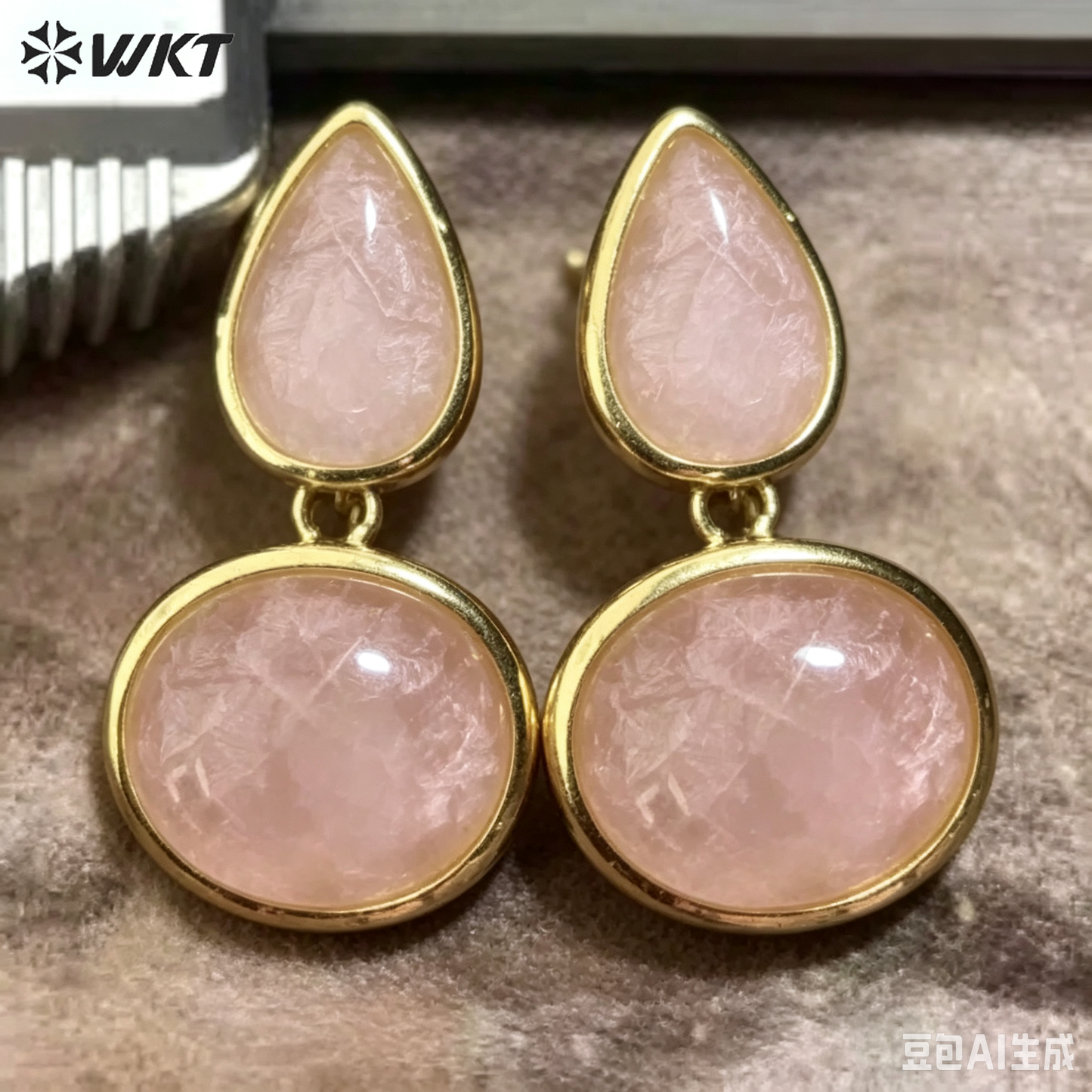 WT-E823 Wholesale Trendy Gold Electroplated Double Natural Gemstones Women Earrings For Party Daily Decorative Jewelry