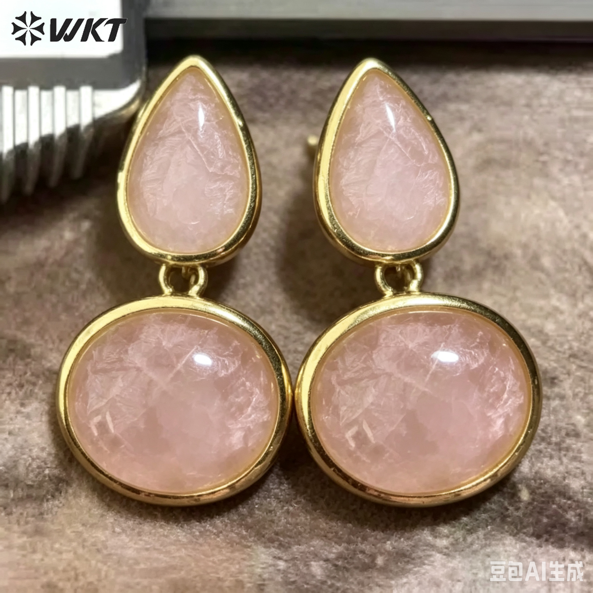 WT-E823 Wholesale Trendy Gold Electroplated Double Natural Gemstones Women Earrings For Party Daily Decorative Jewelry
