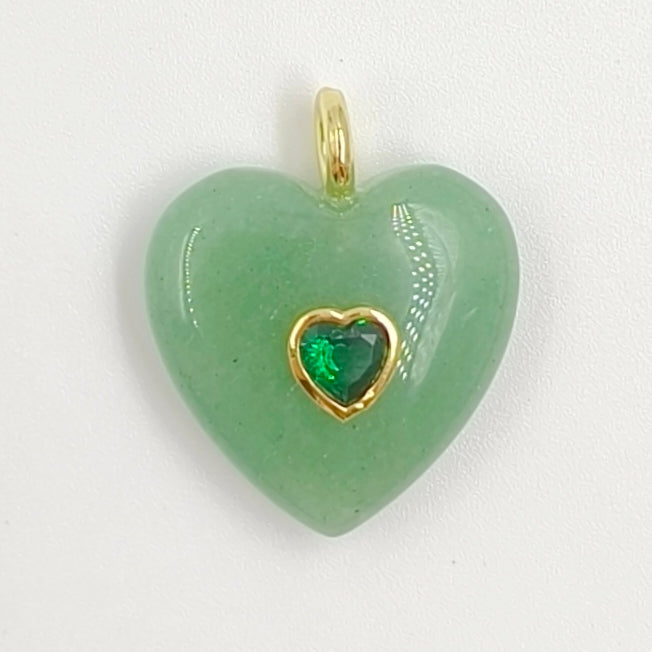 WT-P2059 Factory Wholesale Gold Zircon And Natural Gemstones Heart Shape Pendants As Girls Romantic Jewelry Decorations