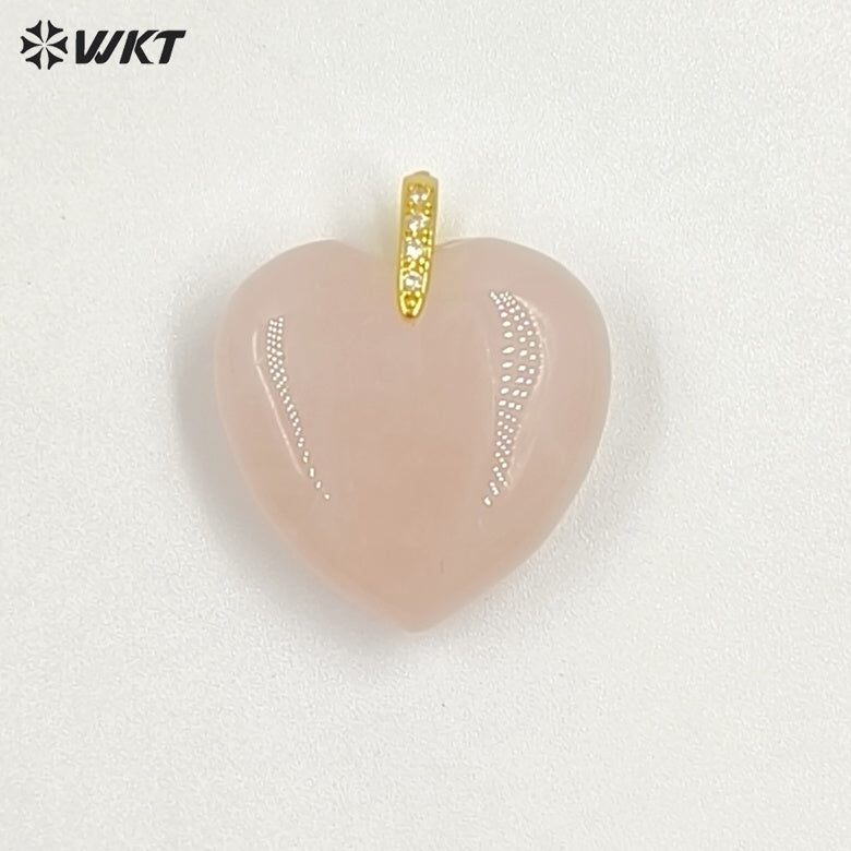 WT-P2125 Gorgeous Fashion Colorful Natural Gemstones Heart Shape Gold Pendants For Female Romantic Necklace Making Design