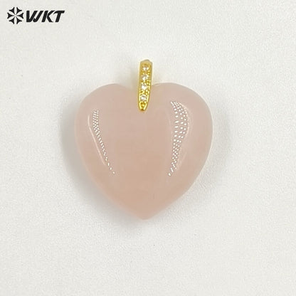 WT-P2125 Gorgeous Fashion Colorful Natural Gemstones Heart Shape Gold Pendants For Female Romantic Necklace Making Design