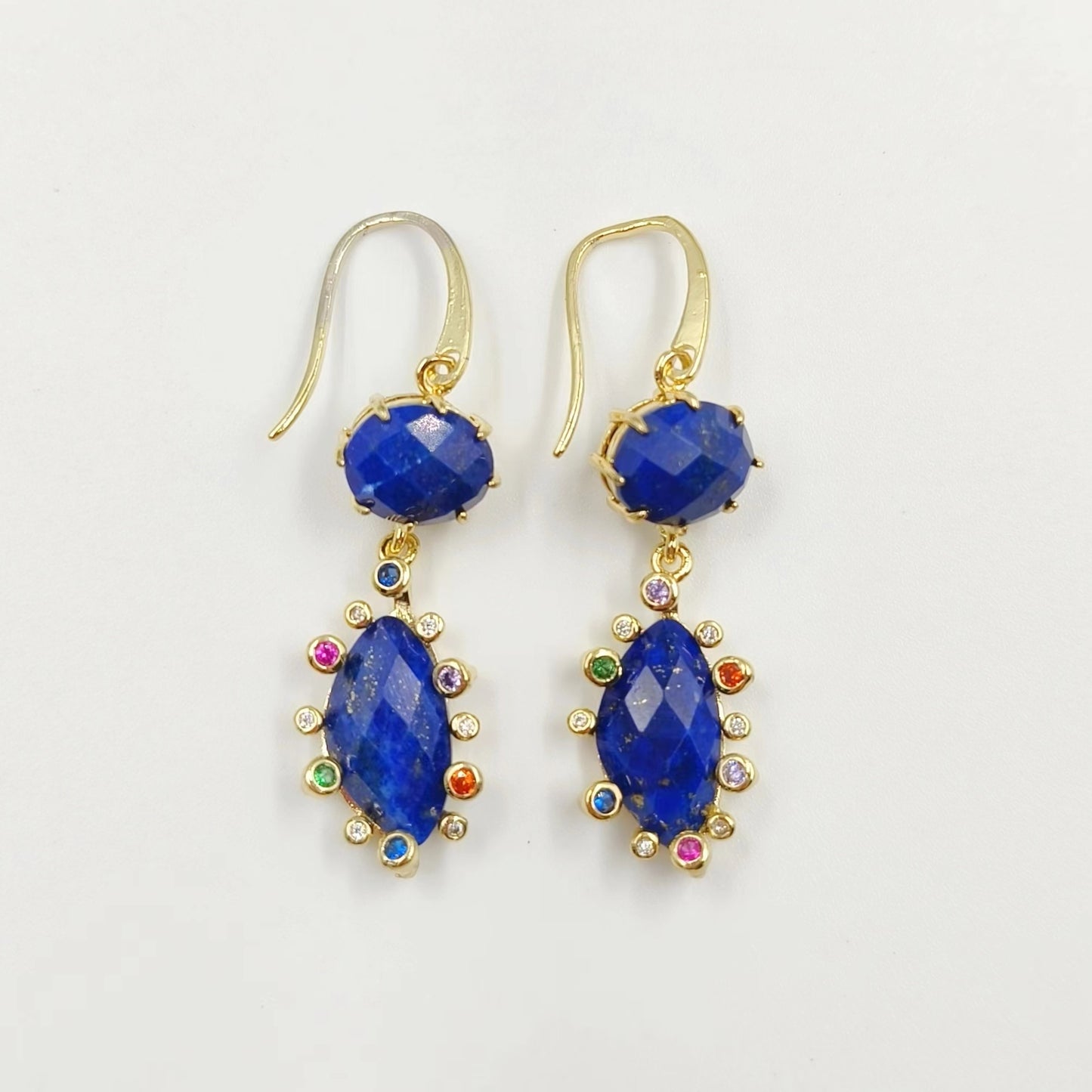 WT-E735 Amazing Colorful Gemstone Wire Wrapped Long Charming in Drop Earrings Women Pendant Earrings