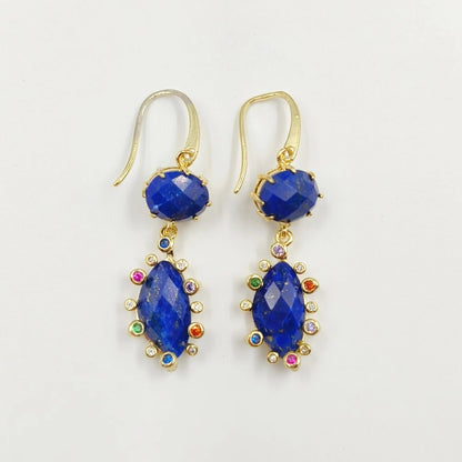 WT-E735 Amazing Colorful Gemstone Wire Wrapped Long Charming in Drop Earrings Women Pendant Earrings