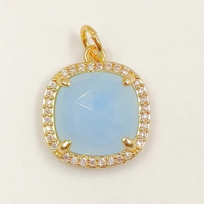 WT-MP268 Newest Vintage Style Ball Shaped Cubic Zircon Stone for Bracelet Design Women Gold Bezel Square Shaped Pendant