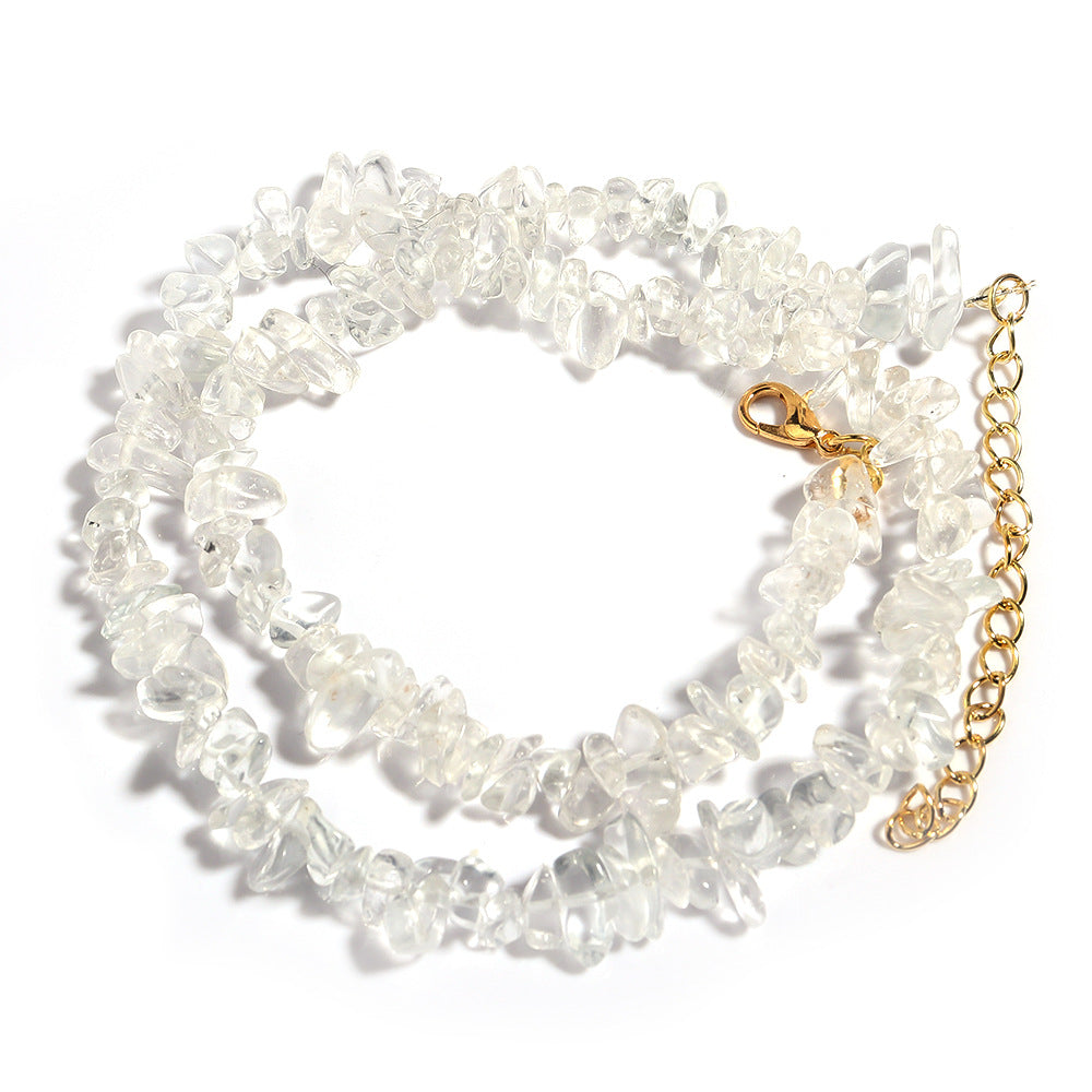 WT-N1438 45cm+5cm Extend Chain Long Gemstone Casual Long Statement Necklace Natural Chips Stone Necklace