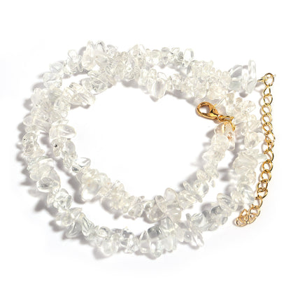 WT-N1438 45cm+5cm Extend Chain Long Gemstone Casual Long Statement Necklace Natural Chips Stone Necklace
