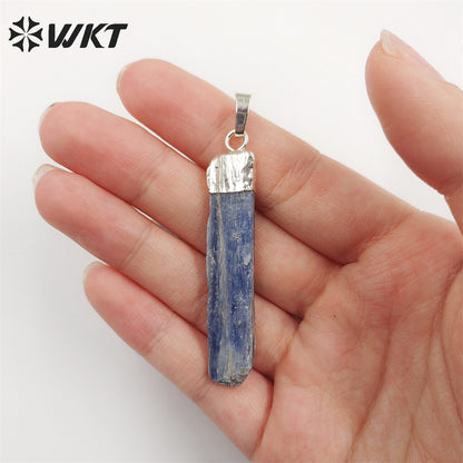 WT-P500 Beautiful Natural Raw Blue Kyanite Pendants with Gold Electroplated on Top