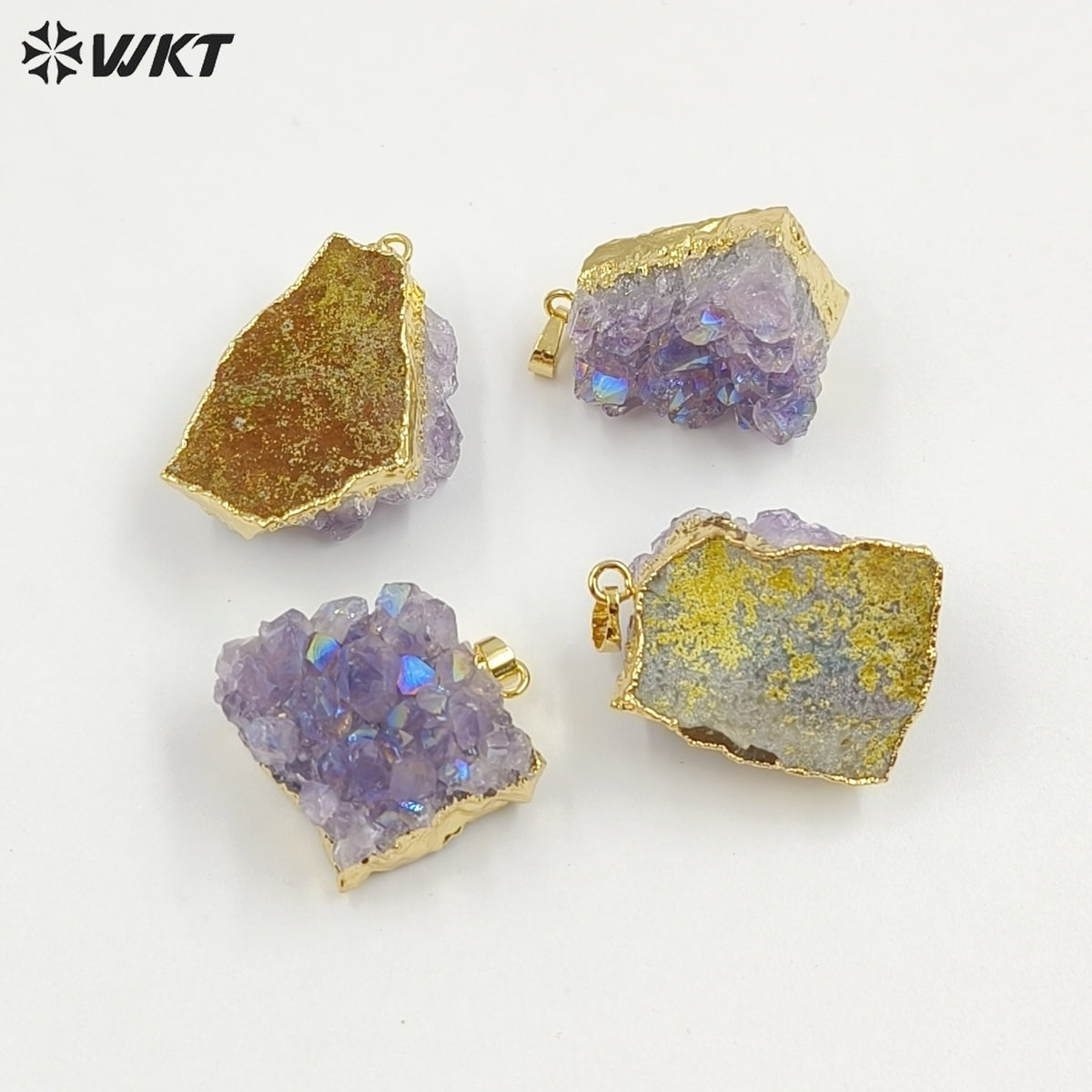 WT-P972 Exclusive Flame Angel Amethyst Pendant Angel Stone,natural Amethyst Pendant with Flame Angel Charm Amethyst Wholesale