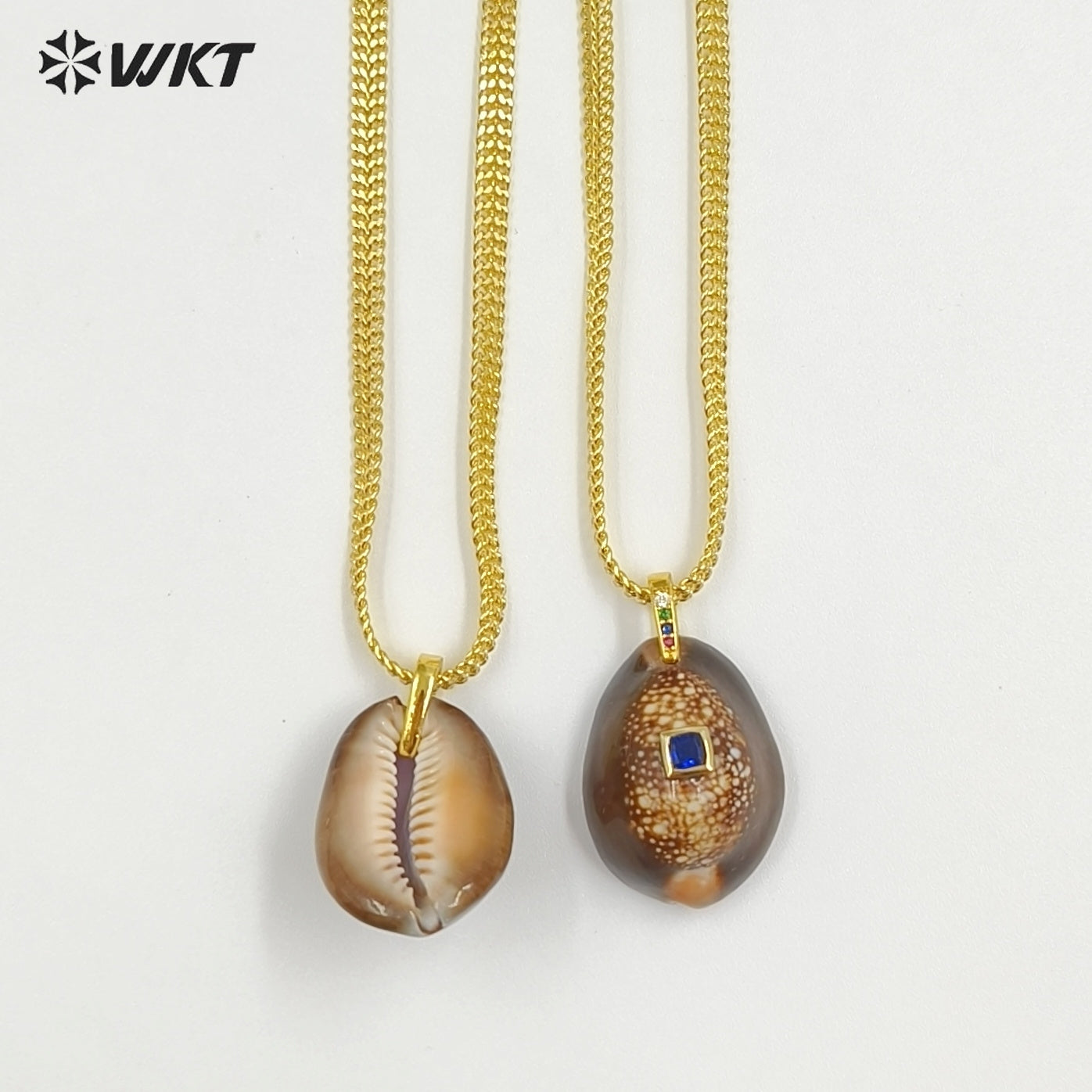 WT-JN386 Newest Minimalism Gold Electroplated Chain With Snow Mountain Cowrie Shell Pendant Necklace For Girl Summer Wearing