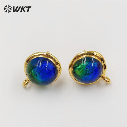 JFE78 Amazing Fashion 18k Real Gold Plated Coloured Glaze Studs Earrings Women Handmade Jewelry Accessory Findings Earrings