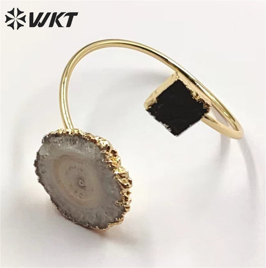 WT-B625 WKT 2022 NEW Style Stelatite Quartz and Black Tourmaline Bangle Fashion Flower Shape Bangle Accessories Women