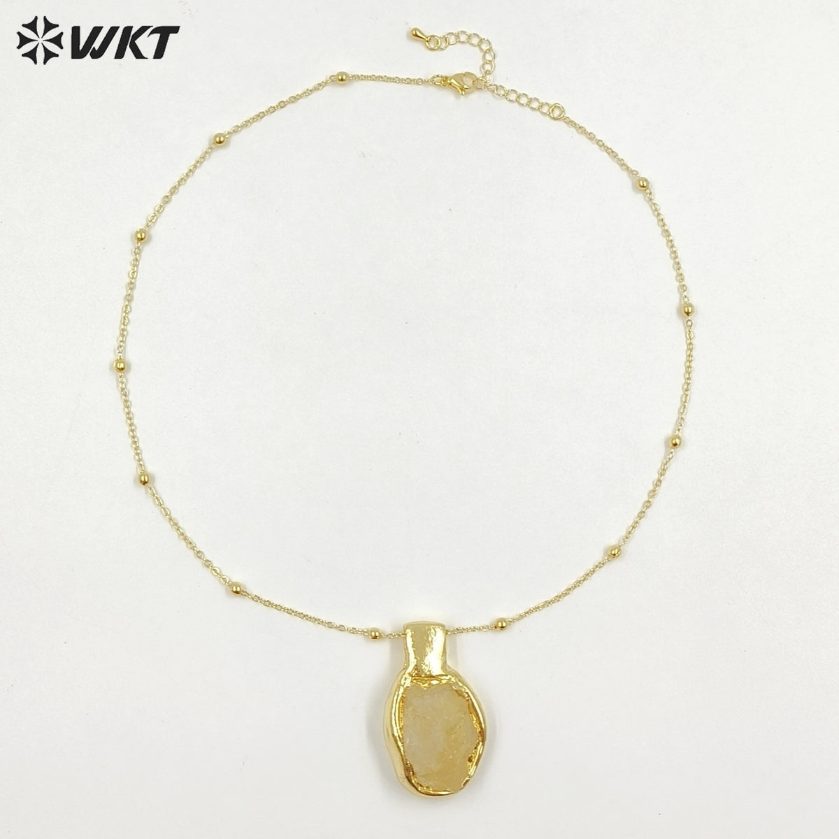 WT-N1500 Exquisite Gold Electroplated Natural Quartz And Turquoise Stone Irregular Pendant Necklace For Women Daily Decoration