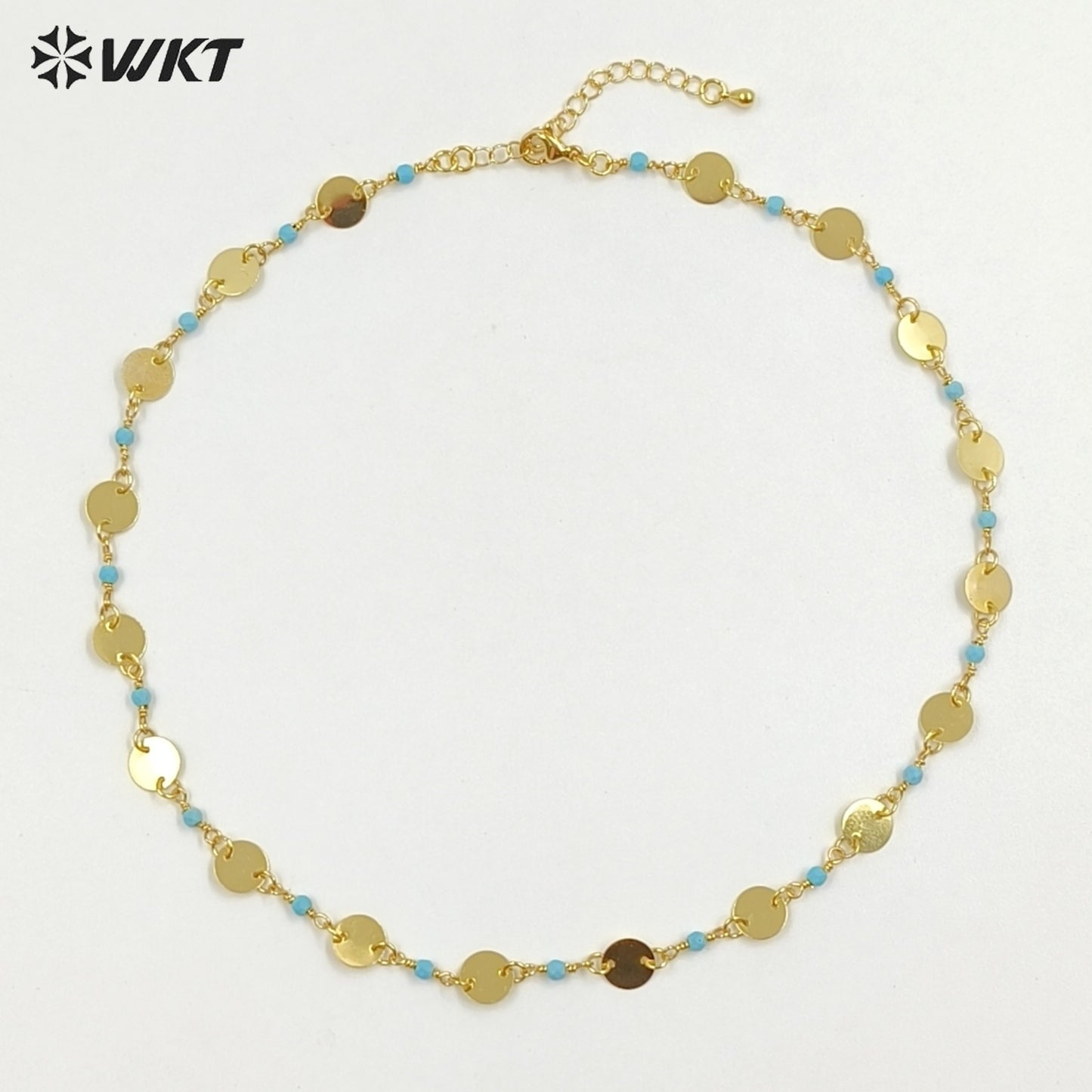 WT-N1536 Delicate Trendy 18K Gold Plated Natural Stone Beads Thin Chain Necklaces For Women Simple Elegant Wearing Jewelry