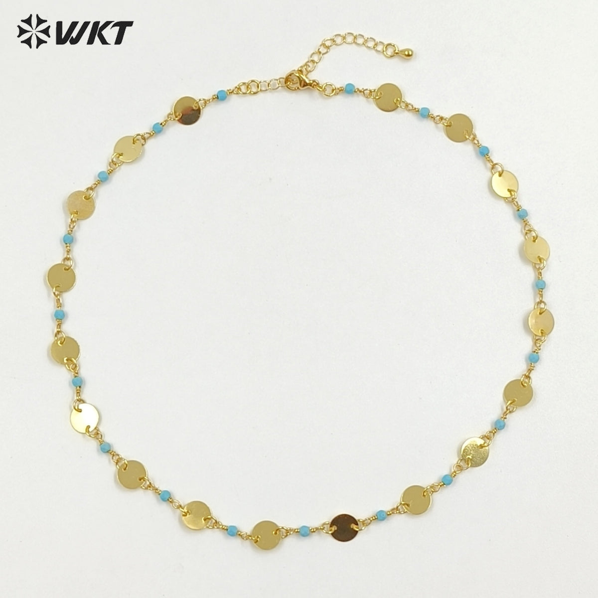 WT-N1536 Delicate Trendy 18K Gold Plated Natural Stone Beads Thin Chain Necklaces For Women Simple Elegant Wearing Jewelry