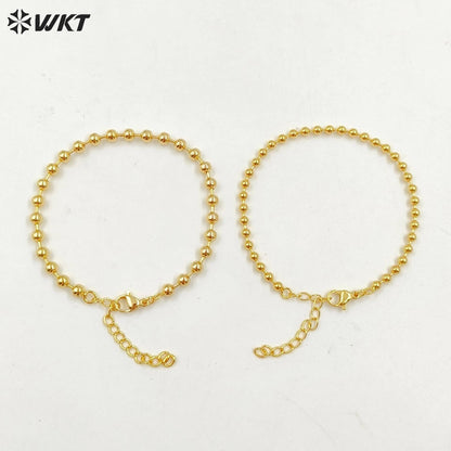 WT-JF343 Newest Fashion 18K Real Gold Plated Round Brass Beads Made Women Bracelets Unique Lady Daily Wear Jewelry
